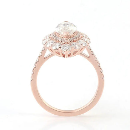 Marquise Cut Lab Grown Diamond Double Halo Ring Gift For Her