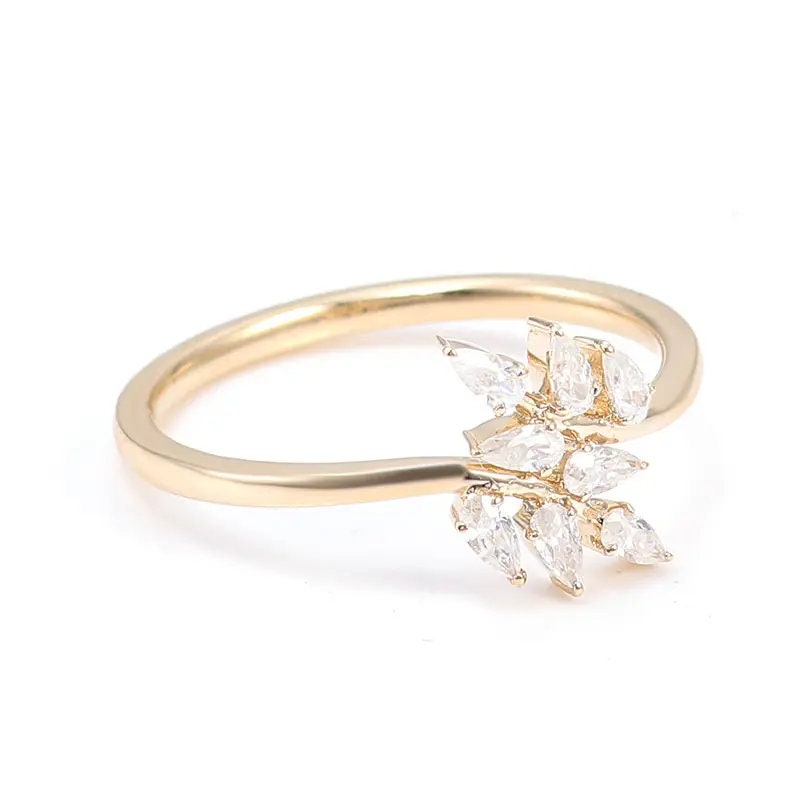 Leaf Themed Pear Lab Grown Diamond Ring