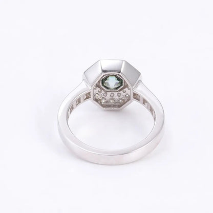 Green Antique Cut Unique Color Lab-Diamond Engagement Ring