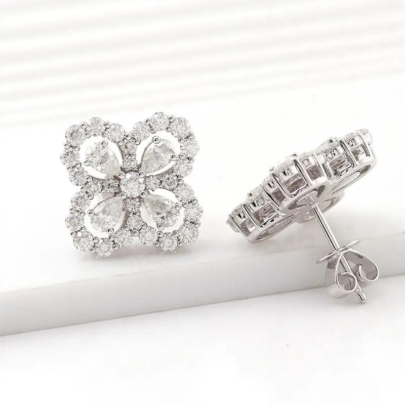 Pear And Round Cut Lab Diamond Earrings