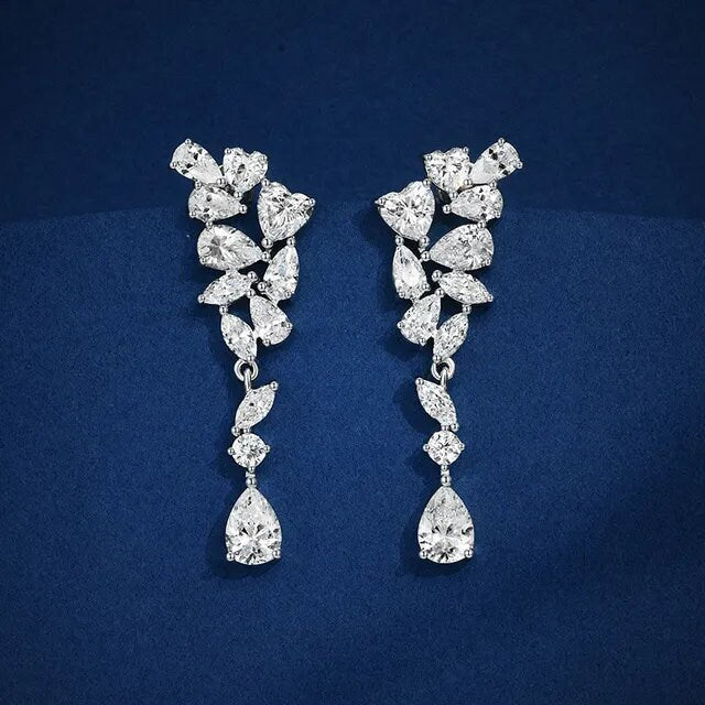 Diamond Drop Earring 18K Gold Diamond Dangle Drop Earring