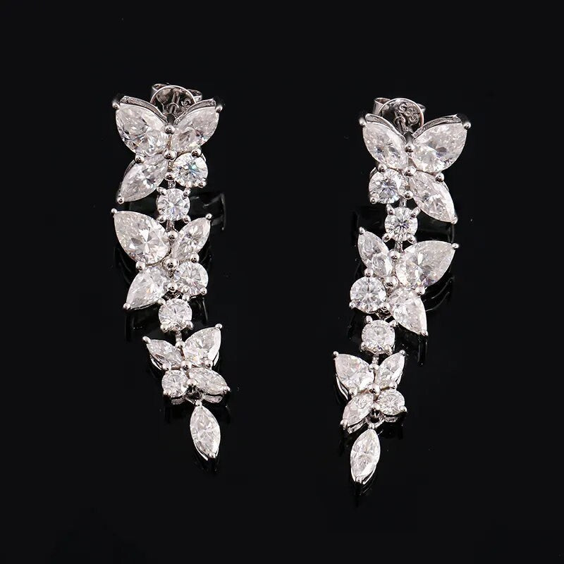 Diamond Drop Earring 14K White Gold Diamond Dangle Drop Earring