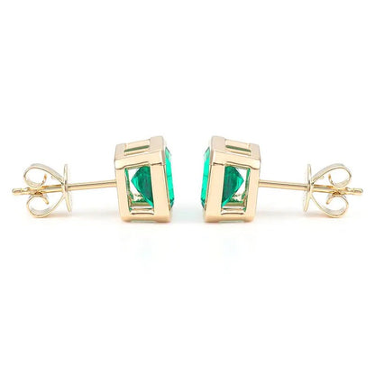2.00 TCW Asscher Cut Stud Earrings | Bezel Set Green Diamond Earrings Gift for Mom