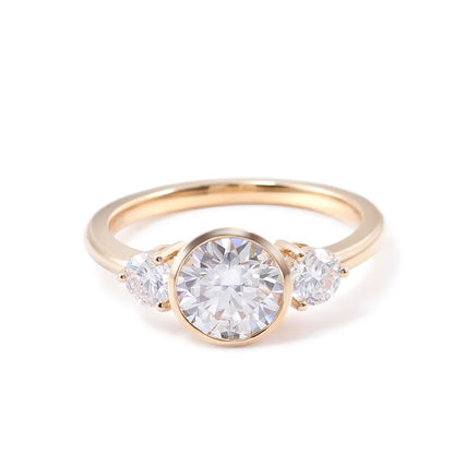 Round Brilliant Cut Lab-Grown Diamond Three Stone Ring