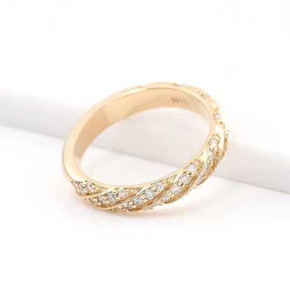 Hand-Made Diamond Stackable 14K Solid Gold Band Ring for her