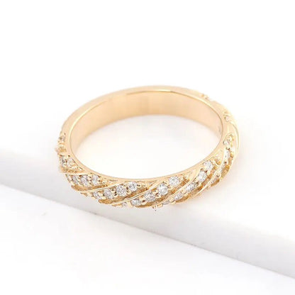 Hand-Made Diamond Stackable 14K Solid Gold Band Ring for her