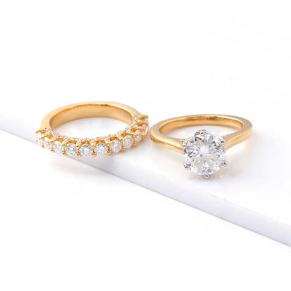 3.00 TCW Round Cut Lab Diamond Solitaire Ring Set