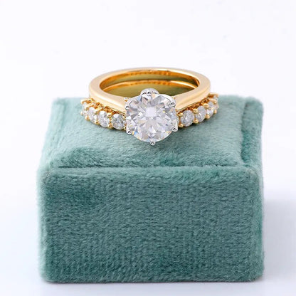 3.00 TCW Round Cut Lab Diamond Solitaire Ring Set