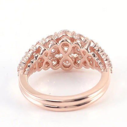 Three Row Paved Diamond Wedding Band/ Rose Gold Diamond Band