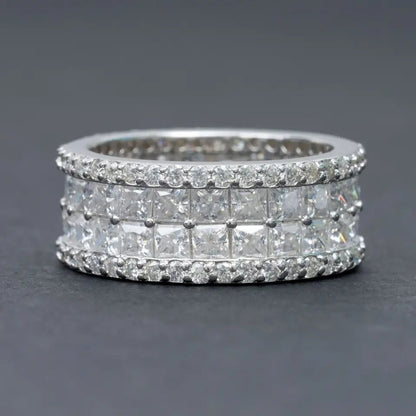 Micro Pave 14K Gold Band 4 Row Diamond Anniversary Band