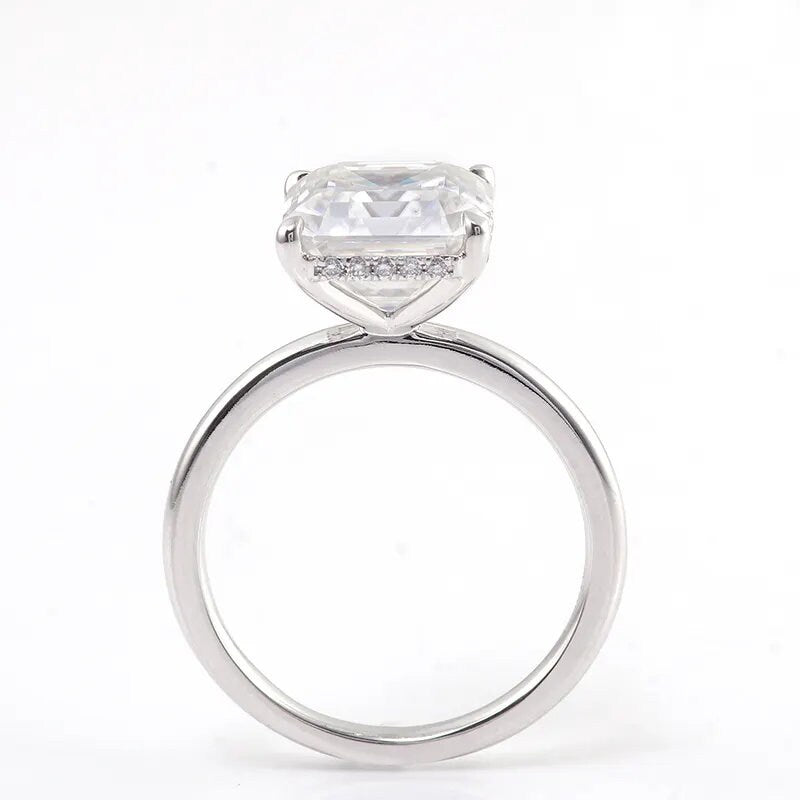 2.80 TCW Asscher Cut Lab Grown Diamond Solitaire Hidden Halo Ring For Love