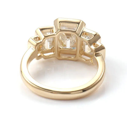 2.25 CT Emerald Cut Lab Grown Diamond 14K Solid Gold 5 Stone Ring for Her