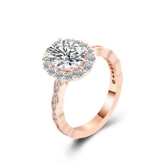 1.75 克拉椭圆形切割实验室种植光环钻石订婚戒指
