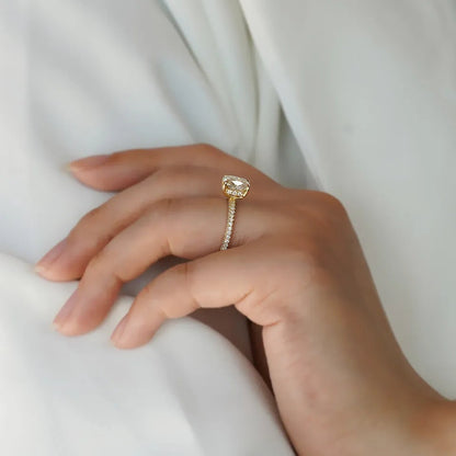 2.00 Carat Oval Cut Lab Grown Diamond Hidden Halo 14K Gold Engagement Ring