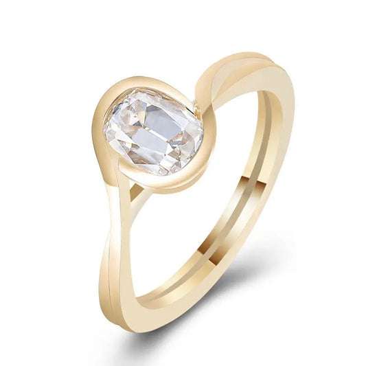 1 克拉实验室种植钻石扭戒环半包边纯金钻石订婚戒指适合女士