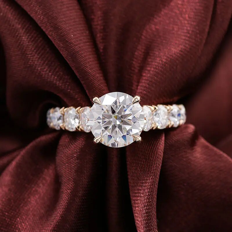 2.19 Carat 9 Stone Round Cut Lab Grown Diamond Wedding Ring