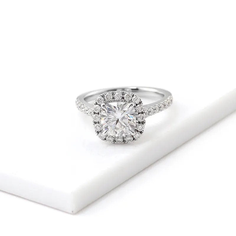 5.30 MM Cushion Cut Eco Friendly IGI Certified Diamond Halo Ring