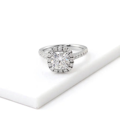 5.30 MM Cushion Cut Eco Friendly IGI Certified Diamond Halo Ring