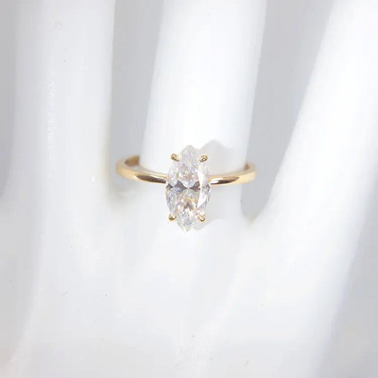 2.00 Carat Colorless Marquise 14K Solid Gold Solitaire Diamond Ring