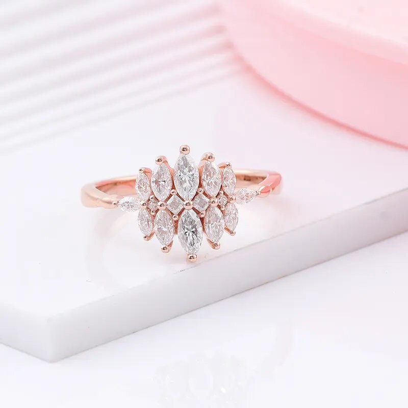 Lab Grown Diamond Leaf Ring 14k Diamond Leaf Ring