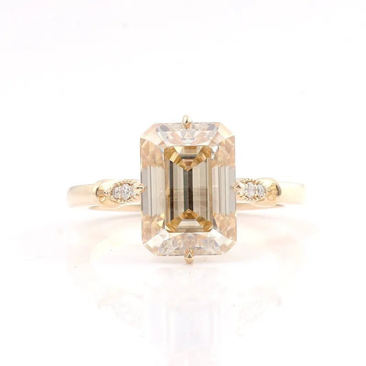 2.50 CT Yellow Emerald Diamond 18K Yellow Gold Engagement Ring