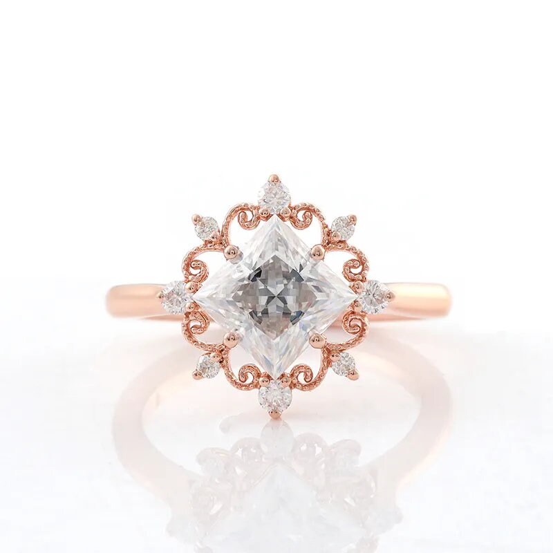1.76 Carat Princess Cut Art-Deco Solitaire Diamond Ring