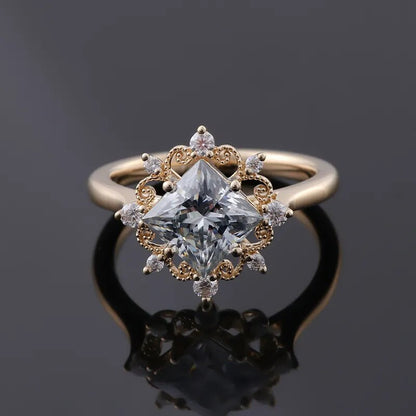 1.76 Carat Princess Cut Art-Deco Solitaire Diamond Ring