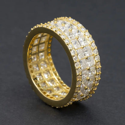 Micro Pave 14K Gold Band 4 Row Diamond Anniversary Band