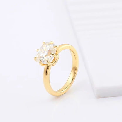 Vintage Style 2.31 CT Cushion Old European Cut Colorless Diamond Solitaire Wedding Ring