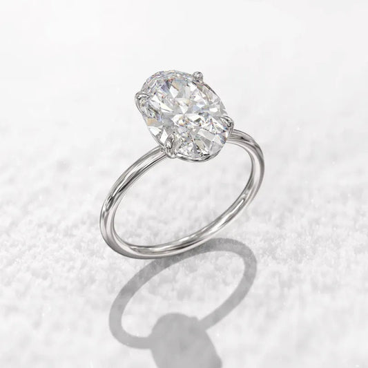 2.50 CT Oval Cut Lab Diamond 18k White Gold Proposal Ring HPHT Diamond Engagement Ring