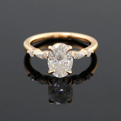 1.75 CT Oval Cut 14K Yellow Gold Lab-Grown Diamond Engagement Ring