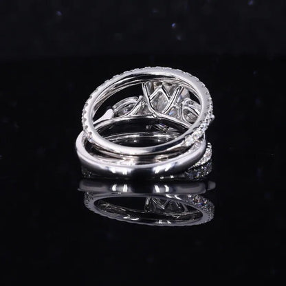 3.12 TCW Oval Cut Lab Grown Three Stone Diamond With Ring Set