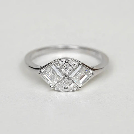Two Stone Asscher Cut Diamond Engagement Ring/Toi Et Moi Wedding Ring/Asscher Cut Moissanite Ring/Solitaire Pave Gold Bridal Ring