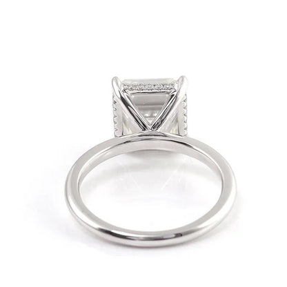 2.80 TCW Asscher Cut Lab Grown Diamond Solitaire Hidden Halo Ring For Love