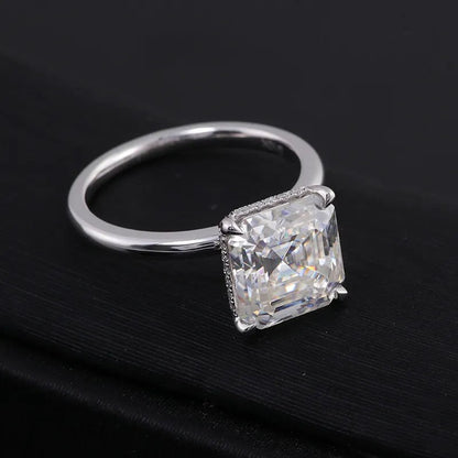 2.80 TCW Asscher Cut Lab Grown Diamond Solitaire Hidden Halo Ring For Love