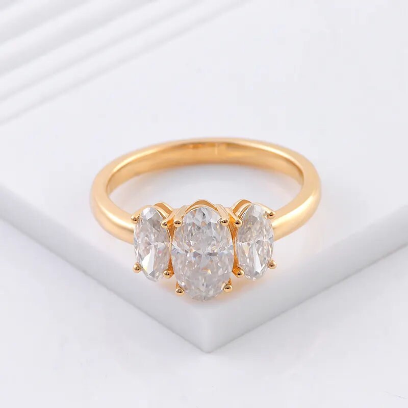 Oval Brilliant Cut Certified Lab Grown Diamond Three Stone Ring