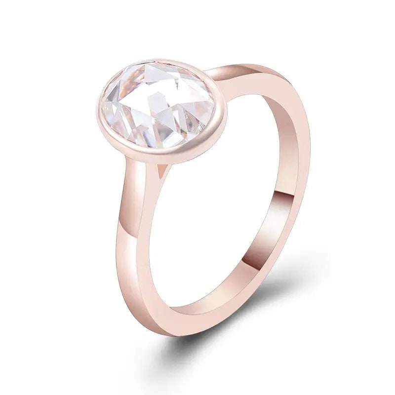 Step Cut Oval Eco Friendly Diamond Solitaire Ring For Her