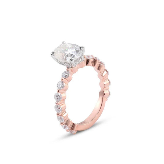 IGI Certified Oval Cut Diamond Hidden Halo 18K Solid Gold Wedding Ring