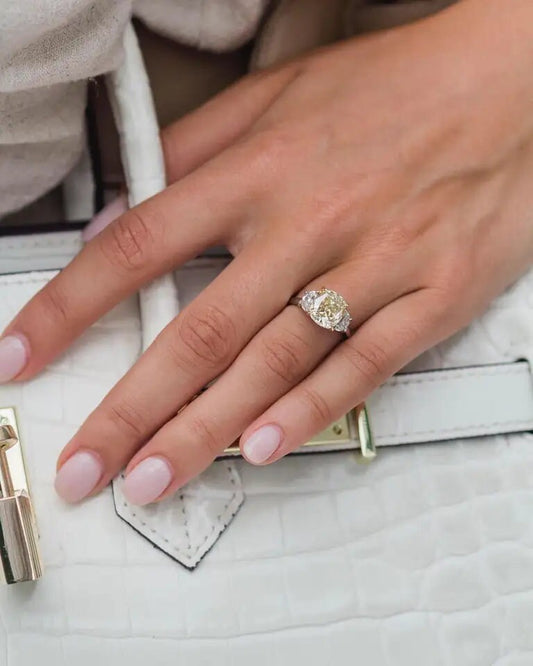 2.51 Carat E/VS2 IGI Champagne Cushion Diamond Engagement Ring