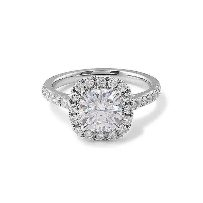 5.30 MM Cushion Cut Eco Friendly IGI Certified Diamond Halo Ring