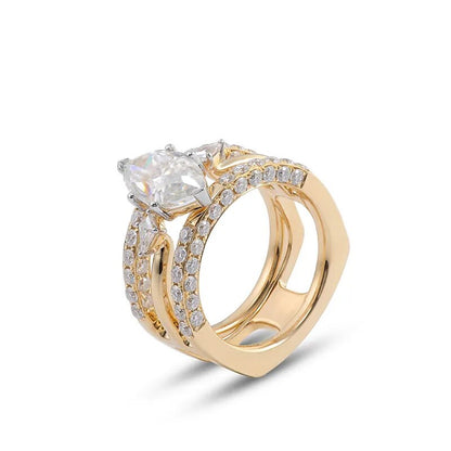 4.48 CT Hidden Halo Triple Shank Engagement Ring