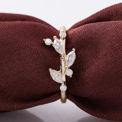 0.59 TCW Marquise Cut Diamond Ring 14K Solid Gold Ring for Women