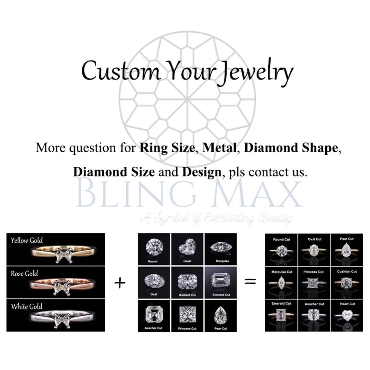 14K White Gold Ombre Diamond Chevron Ring Guard
