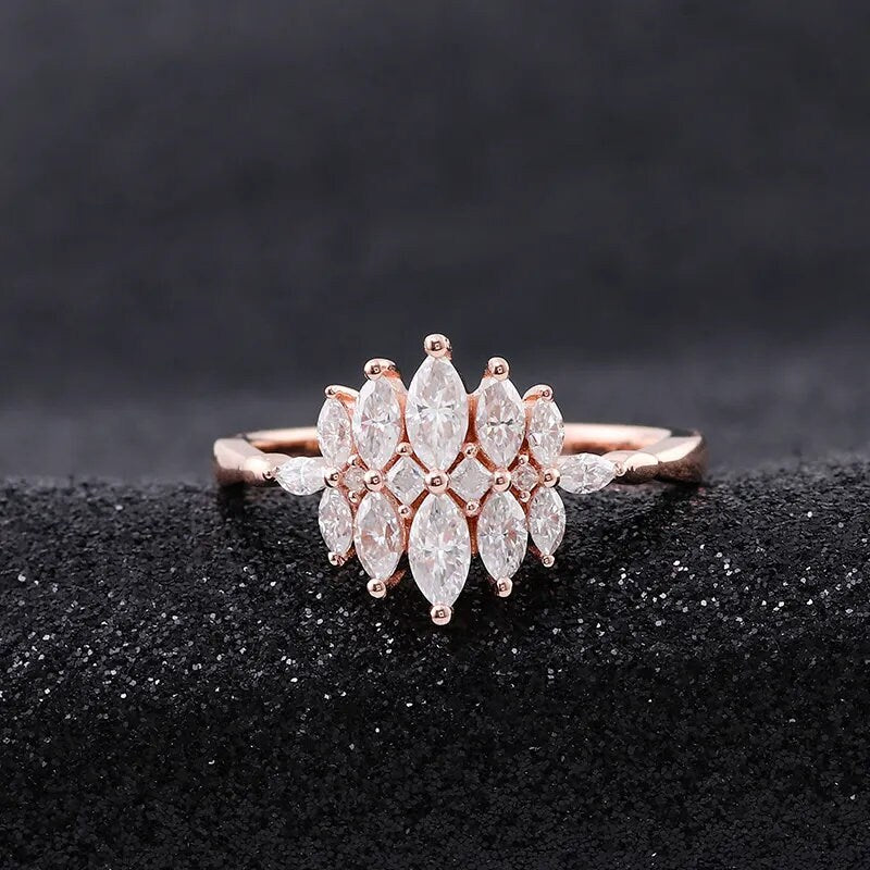 Lab Grown Diamond Leaf Ring 14k Diamond Leaf Ring