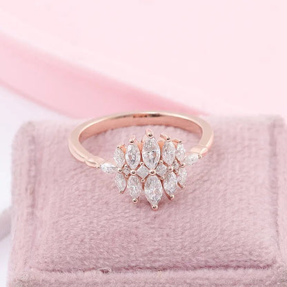 Lab Grown Diamond Leaf Ring 14k Diamond Leaf Ring