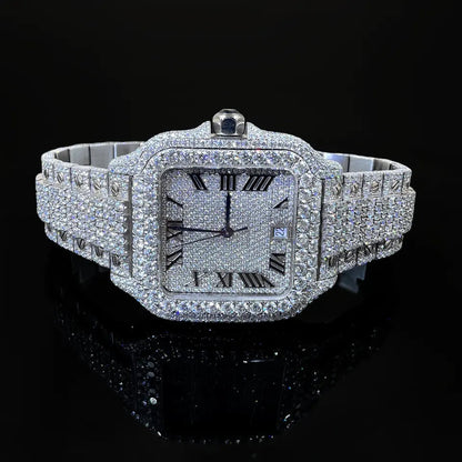 Luxury Iced Out Square Body Blue Detailed Watch VVS Quality Diamond